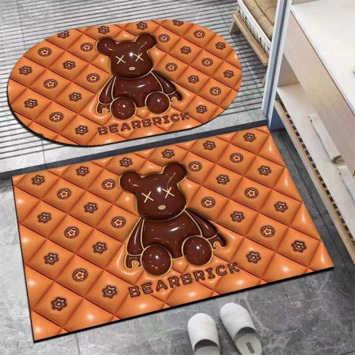 3D Door Mat Cartoon Soft Diatom Mud Absorbent Carpet Bathroom Non