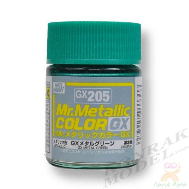 สินค้าเกรดพรีเมี่ยม-คุณภาพดี-สีสูตรทินเนอร์-mr-metallic-color-gx205-metal-green-18ml-ของขวัญ-sale