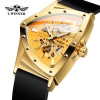 ZZOOI Forsining Mechanical Mens Wrist Watches Business Silica Gel Strap Skeleton Triangle watch Watreproof Luminous Automatic watch