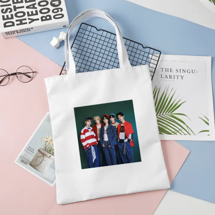 Korean Kpop TXT naver post Tote Bag Casual White Single Shoulder School ...