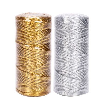 100M Gold Silver Macrame Cord Rope String Twine Ribbon Bows Crafts DIY Gift Wrap Sewing Twisted Thread Home Textile Decor 1.5mm Spine Supporters