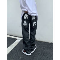 European and American high street hip-hop loose all kinds of printing straight wide leg jeans Y2K r Harajuku jeans uni