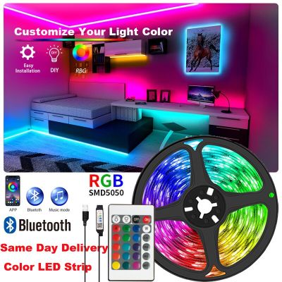 Bluetooth LED Strips SMD5050 Phone Control Neon Ice Lighting with 24Key Lamp for Bedroom Decoration TV Backlight DC5V Room Decor LED Strip Lighting