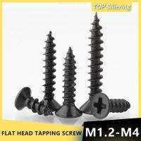 M1.2 M1.4 M1.7 M2 M2.6 M3 M3.5 M4 ขนาดเล็ก Micro Carbon Steel Black Cross Phillips Flat Countersunk หัวแตะสกรูไม้-xnbno5044