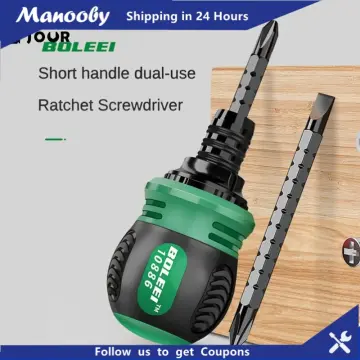 Two-way Ratchet Screwdriver 10-in-1 Multi-bit Ratchet Screw Drivers Set  6.23mm Adjustable Nut Driver Tool 