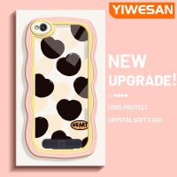 YIWESAN เคสสำหรับ Xiaomi Redmi 4A 5A 6A ลายการ์ตูนรูปหัวใจแฟชั่นขอบครีมเคสโทรศัพท์โปร่งใสน่ารักเลนส์กล้องถ่ายรูปเคสนิ่มกันกระแทกเคสป้องกันซิลิโคนใส