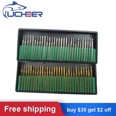 UCHEER 3mm 30 Pcs/set Diamond/Titanize Burs For Dremel Rotary Tool Drill Bit Engraving parts Grinding Polishing Needles Files