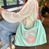 Nylon Shoulder Bags Donut Embroidery Girls Casual Shoulder Bag Large Capacity Simple Cloth Bag