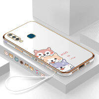 (คลังสินค้าพร้อม) เคสเคสมือถือสำหรับ Vivo Y17 /Y15/Y12พร้อมฟรีสายคล้อง + ตัวการ์ตูนสุนัขชุบขอบสี่เหลี่ยมชุบเคลือบเคสนิ่มฝาหลัง