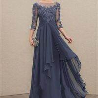 【hot】☄  Neck Floor-Length Mother of the Bride Dresses With Cascading Ladies Gown