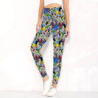 【cw】 Meilaoshi Milk Silk Digital Printing Custom Pattern High Waist Stretch 240 Womens Skinny Leggings ！