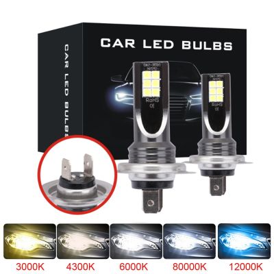 2PCS LED H7 Headlight Bulb COB Chip Mini Car Light 12000LM/Bulb 80W H9 H11 H16 HB3 HB4 Cutting Line 12V 24V Car Styling Bulbs  LEDs  HIDs