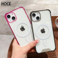 HOCE กันกระแทกถุงลมนิรภัยแม่เหล็กอะคริลิคใสเคสโทรศัพท์สำหรับ Magsafe เคสไร้สายสำหรับ iPhone 14 13 12 11 Pro Max 14 Plus Magsafe ฝาหลัง