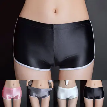 Oil Shiny Glossy High Waist Briefs Women Sexy Underwear Sheer