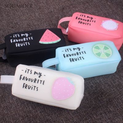 【CW】 Silicone Kawaii Large Pencil Case Cartoon Fruit Pencil Cases Bag Pen Bag Students Kid Gift School Stationery Supplies