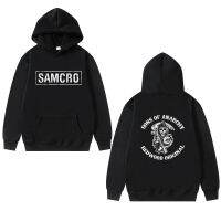 1ลูกชายแห่งอนาธิปไตย SAMCRO เสื้อพิมพ์ลายสองด้าน,เสื้อสเวตเตอร์มีฮู้ดดีไซน์แบรนด์ฮาราจูกุสำหรับผู้ชายขนาดใหญ่