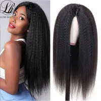 220% Density Kinky Yaki Straight Wigs Synthetic Wigs Natural Black For Black Women Heat Temperature Glueless Cosplay  Afro Wigs Wig  Hair Extensions P