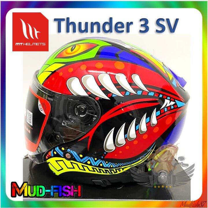 thumbnail image 2 of MT Thunder 3 SV Full Face Motorcycle Helmet – Trace Green/Black Matt, With Sun Visor 2 of 6