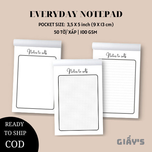 Pocket Notepad - Tập Giấy Note Ghi Chú “Note To Self” Size 9 X 13 Cm Nhỏ  Gọn, Tiện Lợi | Lazada.Vn