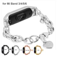 สายนาฬิกาโลหะสำหรับ Mi Band 7 6 /Mi Band 5 /Mi Band 4 3สมาร์ทวอท์ชสายรัดข้อมือเปลี่ยนได้สแตนเลสโซ่