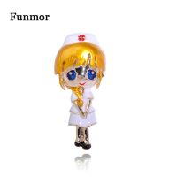 【Fashion house]Funmor Carton เข็มกลัดพยาบาล Enamel Pins เครื่องประดับโลหะผสมผู้หญิงแต่งตัวเสื้อเสื้อตกแต่ง Corsage ทุกวันอุปกรณ์ทำงาน Gift