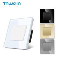 TAWOIA Push Button Switch EU Standard 1/2/3 Gang 1 Way Home Lamp Switch 4 Colors With Crystal Glass Frame Light Switch Power Points  Switches Savers