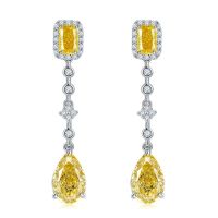 Vinregem Pear 5CT Crushed Ice Cut Citrine Aquamarine Emerald Gemstone Water Drop Earrings 925 Sterling Silver Fine Jewelry Gifts