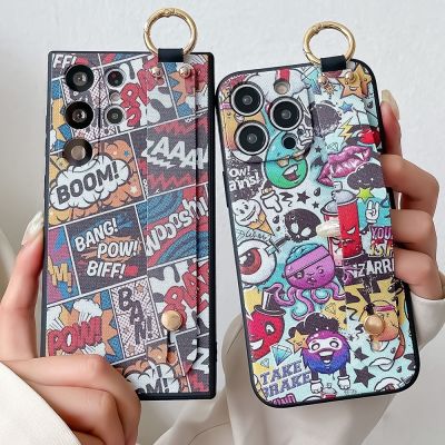 （shine electron）เคสสายรัดข้อมือลายการ์ตูนสำหรับ Samsung,เคสที่วางโทรศัพท์นิ่มเก๋ไก๋พิเศษ S20 FE Plus Note 10 20 S22 S23