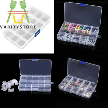 Clear Plastic Storage Boxes With Lid 15 Grid Adjustable Storage Box With  Compartments for Craft Storage, Beads, Button, Jewelry Earring Ring 