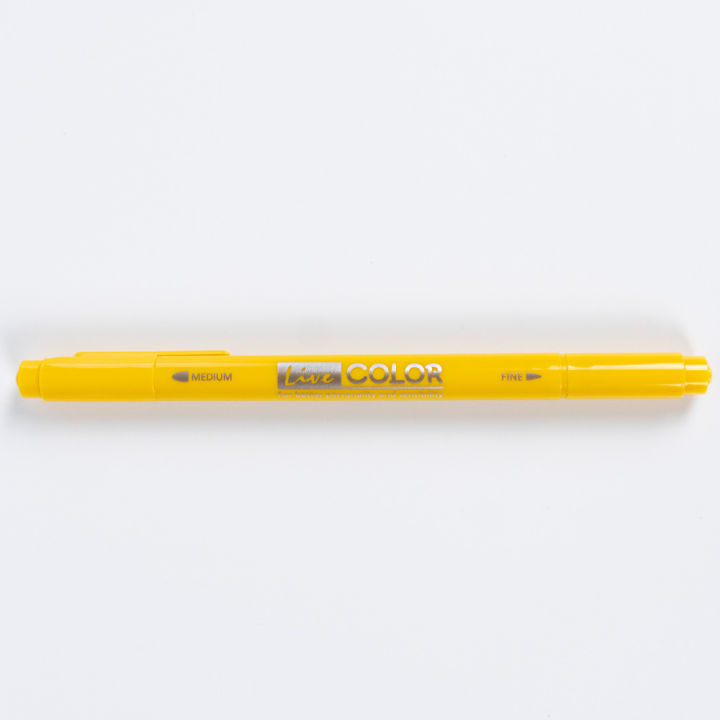 monami-live-color-11-golden-yellow-ปากกาสีน้ำ-ชนิด-2-หัว-สีเหลืองทอง-ของแท้
