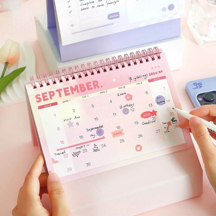 INS 2024 Desktop Calendar Portable Schedule Table Planner DIY Sticker