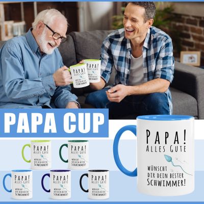 Father 39;s Cup PAPA Dorcelain Desktop Gift Gift Drinking Glasses Blue Plastic Glassware Drinking Glasses Set of 12 Width of 3.75