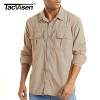 TACVASEN กระเป๋าซิปหน้าอก2ข้างเสื้อเชิ้ตแขนยาวผู้ชาย,เสื้อแขนยาวป้องกันผิวแห้งเร็วทีมเสื้อทำงานกลางแจ้ง