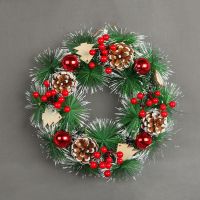 [COD] Kongs love new decoration pine cone wreath hand-simulated red fruit door hanging shopping mall window