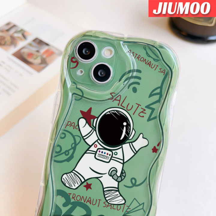 jiumoo-เคสปลอกสำหรับ-samsung-กาแล็คซี่-a10-m11-a11การ์ตูนน่ารักมนุษย์อวกาศคลื่นเนื้อครีมโปร่งใสเคสซิลิโคนนิ่มป้องกันเลนส์กล้องเคสใส