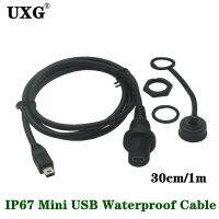 Mini USB 2.0 Panel Mount Connector IP67 Waterproof Cable 1m 3ft Mini USB Male to Female Extension cord cables Water Proof