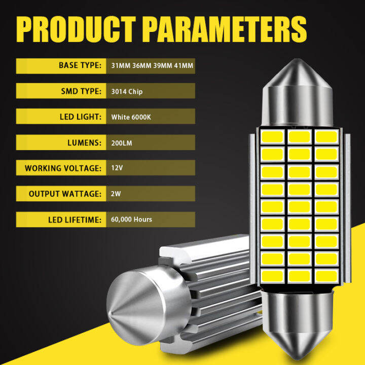 1x-c5w-led-canbus-festoon-31-36-39-42-มม-สำหรับหลอดไฟภายในรถอ่านหนังสือไฟป้ายทะเบียนสีขาวข้อผิดพลาดฟรี-laojie