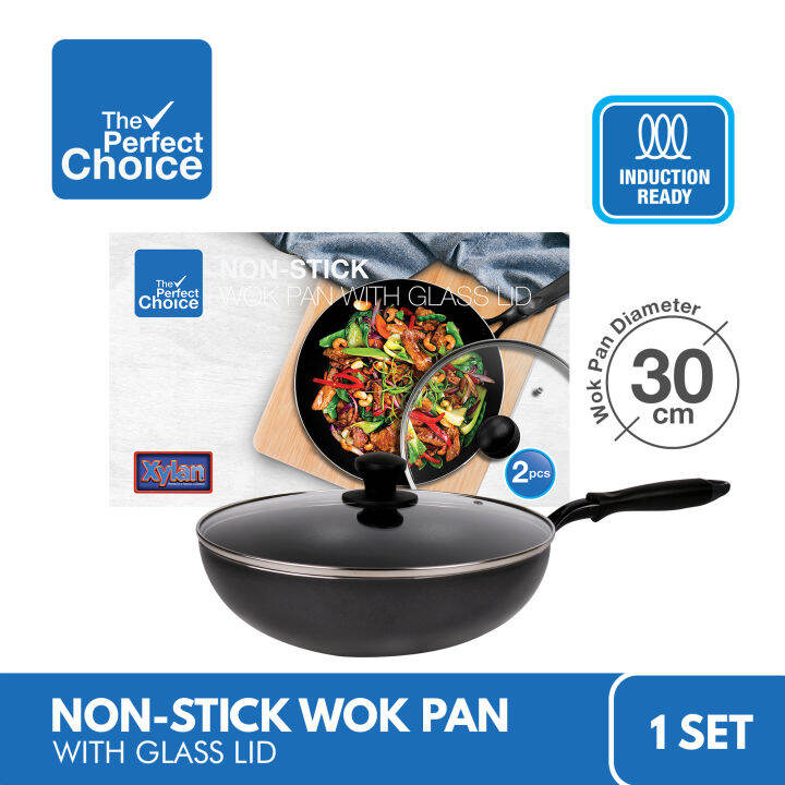 The Perfect Choice Nonstick Wok Pan with Lid 30cm Lazada PH