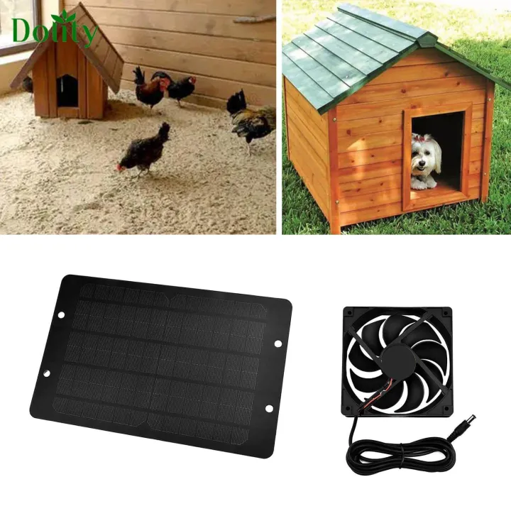 Dolity Solar Powered Panel Fan for Chicken Coops Shed Roofs Dog Kennels