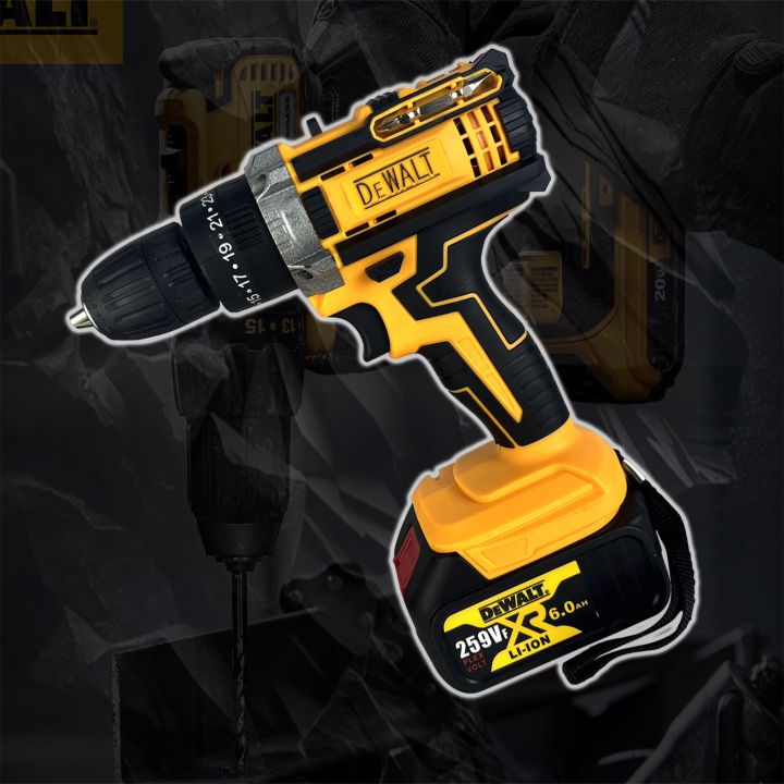 แบตก้อนใหญ่-dewalt-สว่านไร้สาย-3-ระบบ-259v-เจาะ-ขันน็อต-เจาะกระแทก-เจาะไม้-เจาะคอนกรีต-เจาะเหล็กได้-แบตใหญ่-ใช้งานยาวนาน-คุณภาพเยี่ยม-งานเทียบ