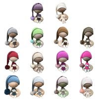 ✌ lbfdjq 3 pçs newborn fotografia adereços roupa do bebê mangas compridas macacão chapéu boneca conjunto de bebês foto tiro longo cauda beanies