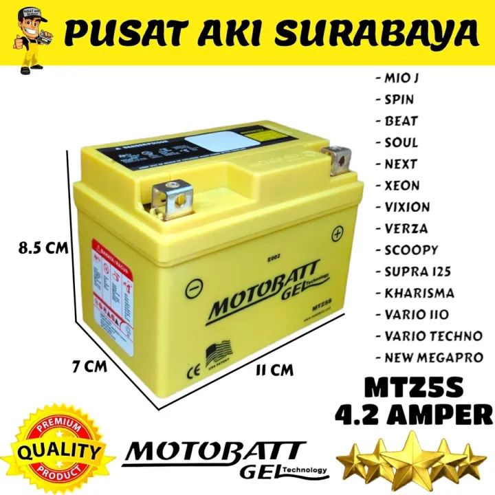 ACCU ⭐ MOTOBATT ⭐ GEL AKI KERING TERTINGGI DI KELASNYA 12 VOLT MTZ5S