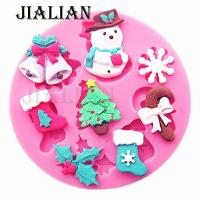 Snowman snowflakes Christmas tree stockings bells chocolate Party cake decorating tools DIY fondant silicone mold Gumpaste T0130 Bread  Cake Cookie Ac