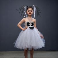 Cutest Ghost Halloween Costume for Girls Carnival Cosplay Party Clothes Kids White Devil Fancy Gown Tutu Dress with Headband Dresses