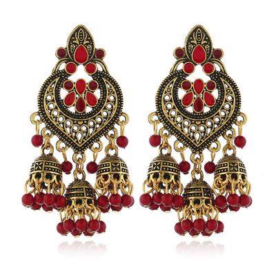 FLGO*NEW Indian Bollywood Kundan Jhumka Jhumki Drop Earrings