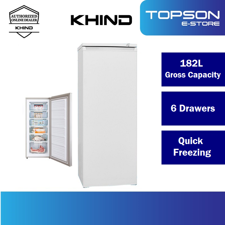Khind UF163 1 Door Upright Freezer 182L Single Door UF163 Peti Beku