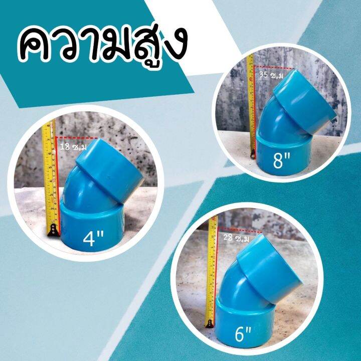 ข้องอ45องศา-บาง-มี-3-ขนาดให้เลือก-8-นิ้ว-6-นิ้ว-และ-4-นิ้ว-จำนวน-1-ตัว