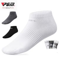 PGM Golf Classic 3สีผ้าฝ้ายยืดหยุ่นระบายอากาศสีดำสีขาวสีเทา Sport Crew Sock