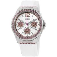 นาฬิกาผู้หญิง Guess Sparkling White Dial Silicone Strap Ladies Watch W0032L6