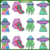 CHUAN อะคริลิค UFO Flying saucer spaceship Charms ยูเอฟโอส 4รูปแบบ เครื่องรางเอเลี่ยนในจักรวาล จี้คนต่างด้าว UFO Mouth พร้อมเครื่องรางเอเลี่ยน สำหรับตกแต่งพวงกุญแจ